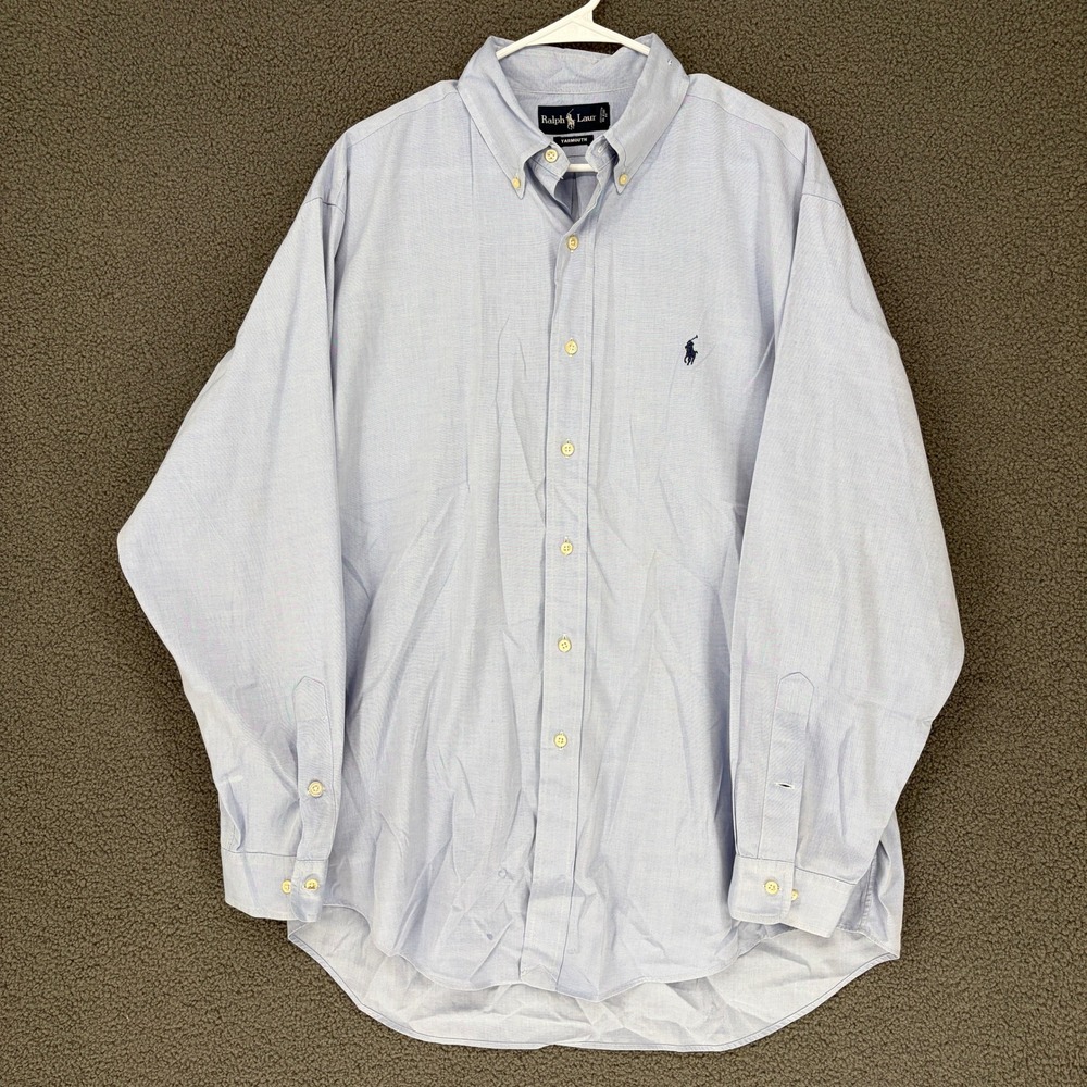 Ralph Lauren Yarmouth Mens 16.5 34/35 Blue Oxford Button Down Shirt Long Sleeve